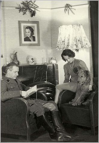 Camp Commandant Gemmeker with his secretary at Westerbork